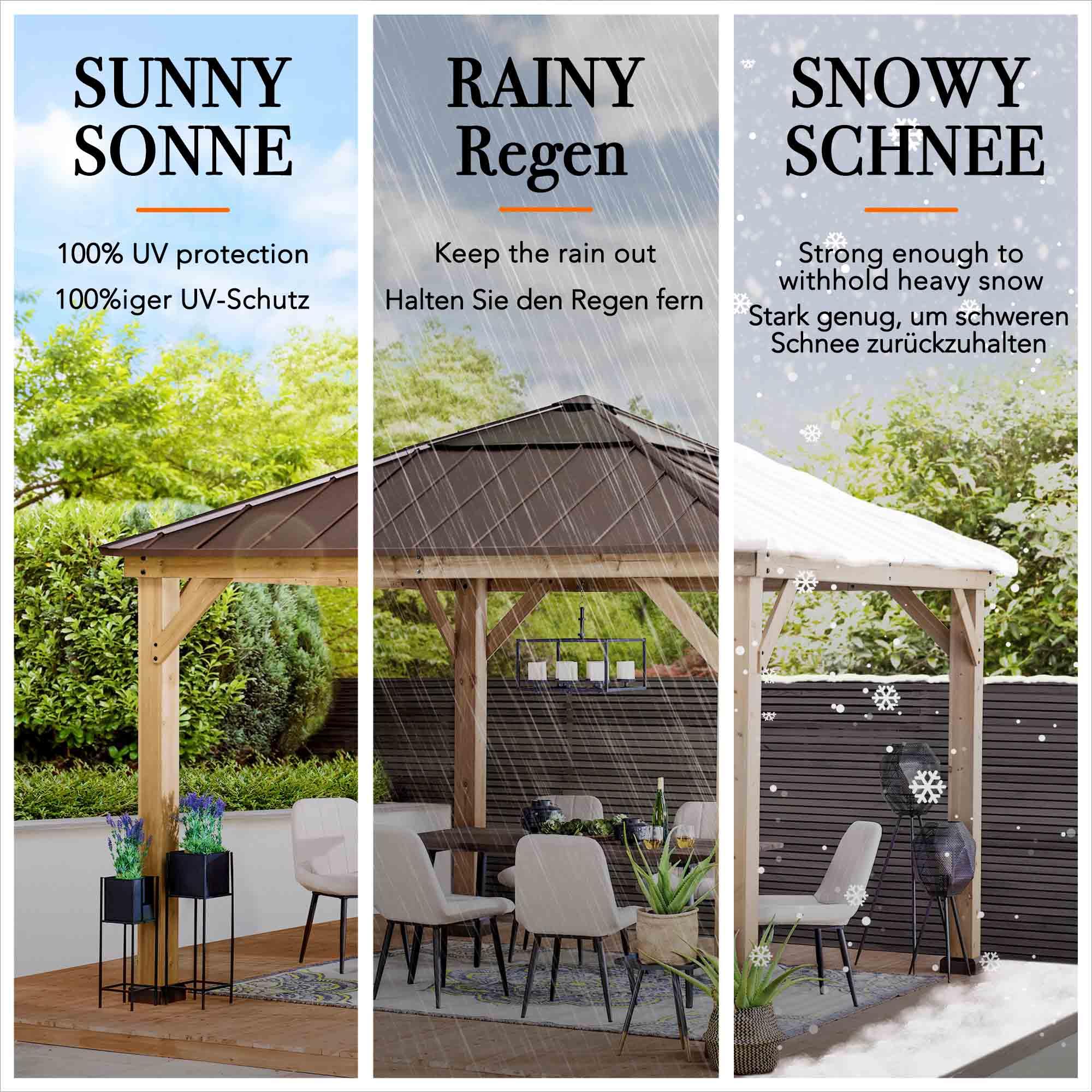 Cedar Wood Gazebo PIRIN - 336cm x 336cm - Brown - Image 10