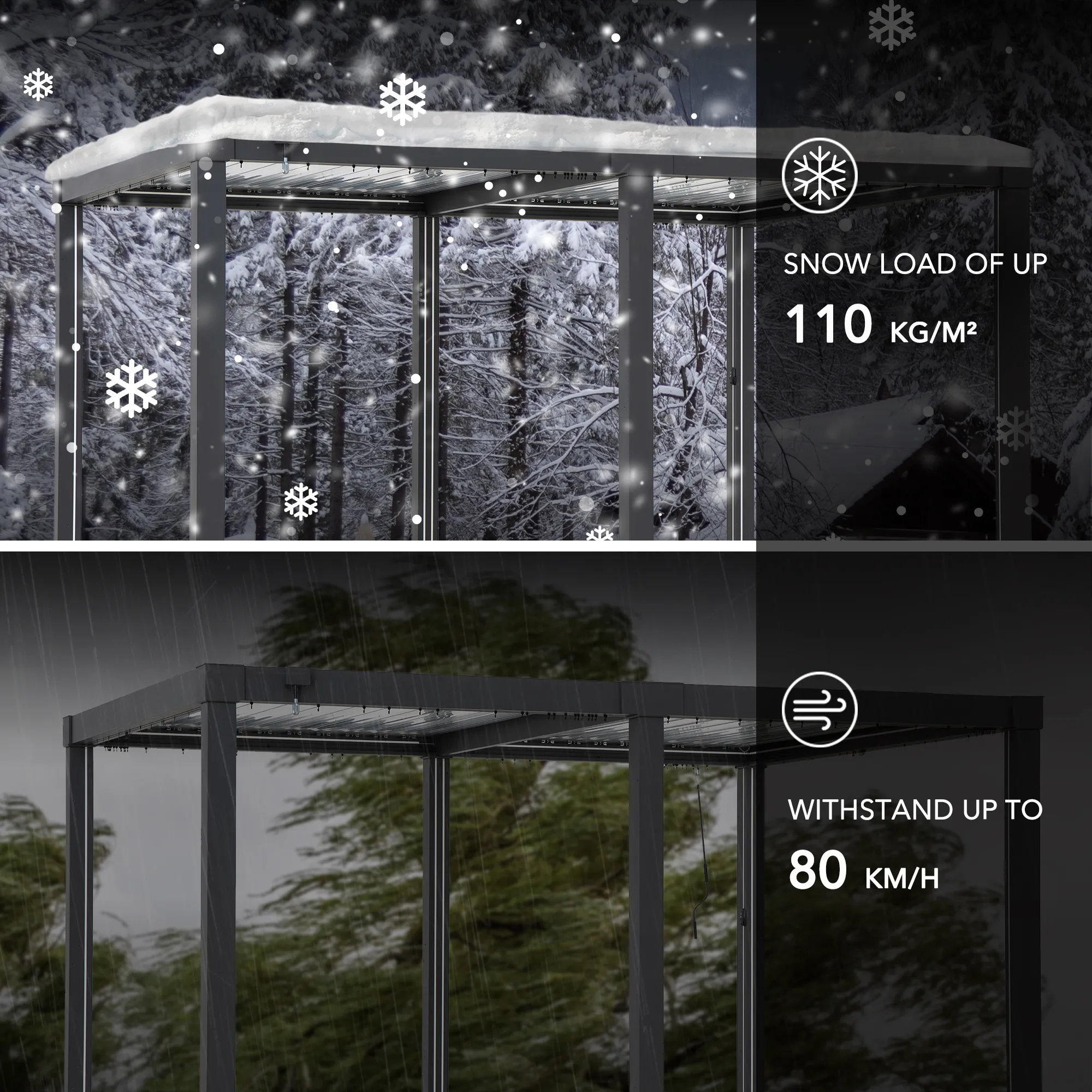 MATTERHORN Modular Multi Lamel Pergola with LED - 306cm x 406cm, Aluminum - Image 10