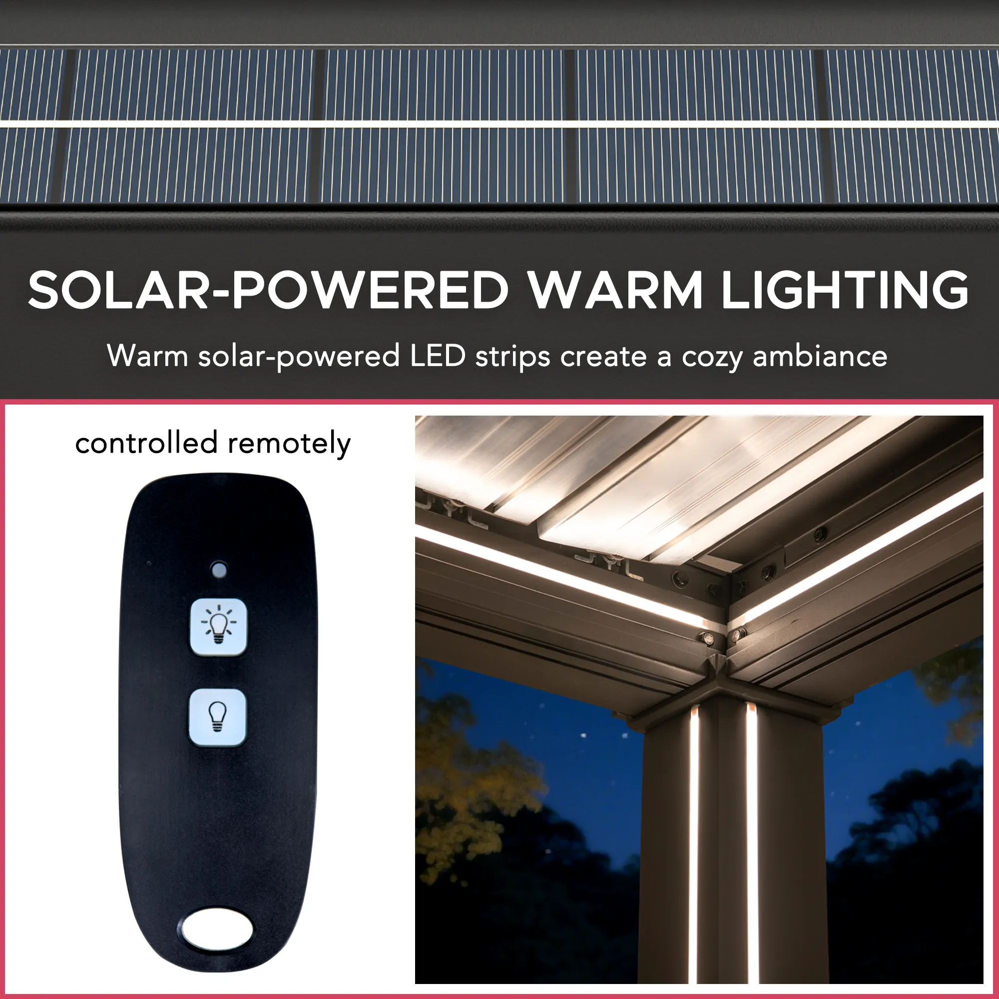 MATTERHORN Modular Multi Lamel Pergola with LED - 306cm x 406cm, Aluminum - Image 5
