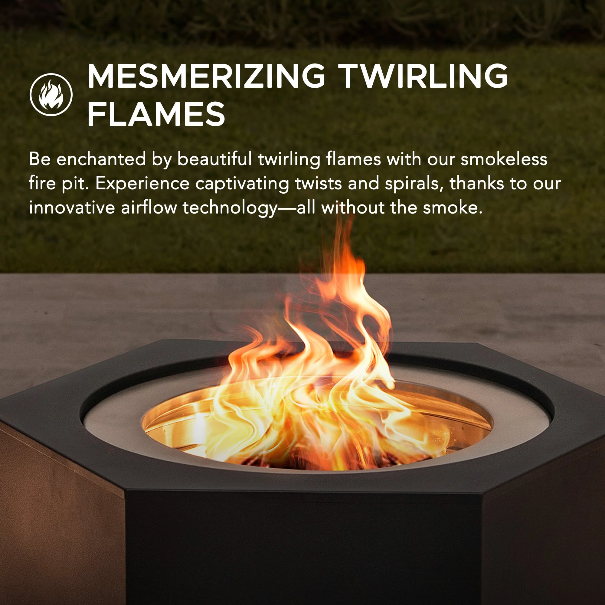 AMIATA Steel Smokeless Fire Pit - 66x57x38cm, Black - Image 5