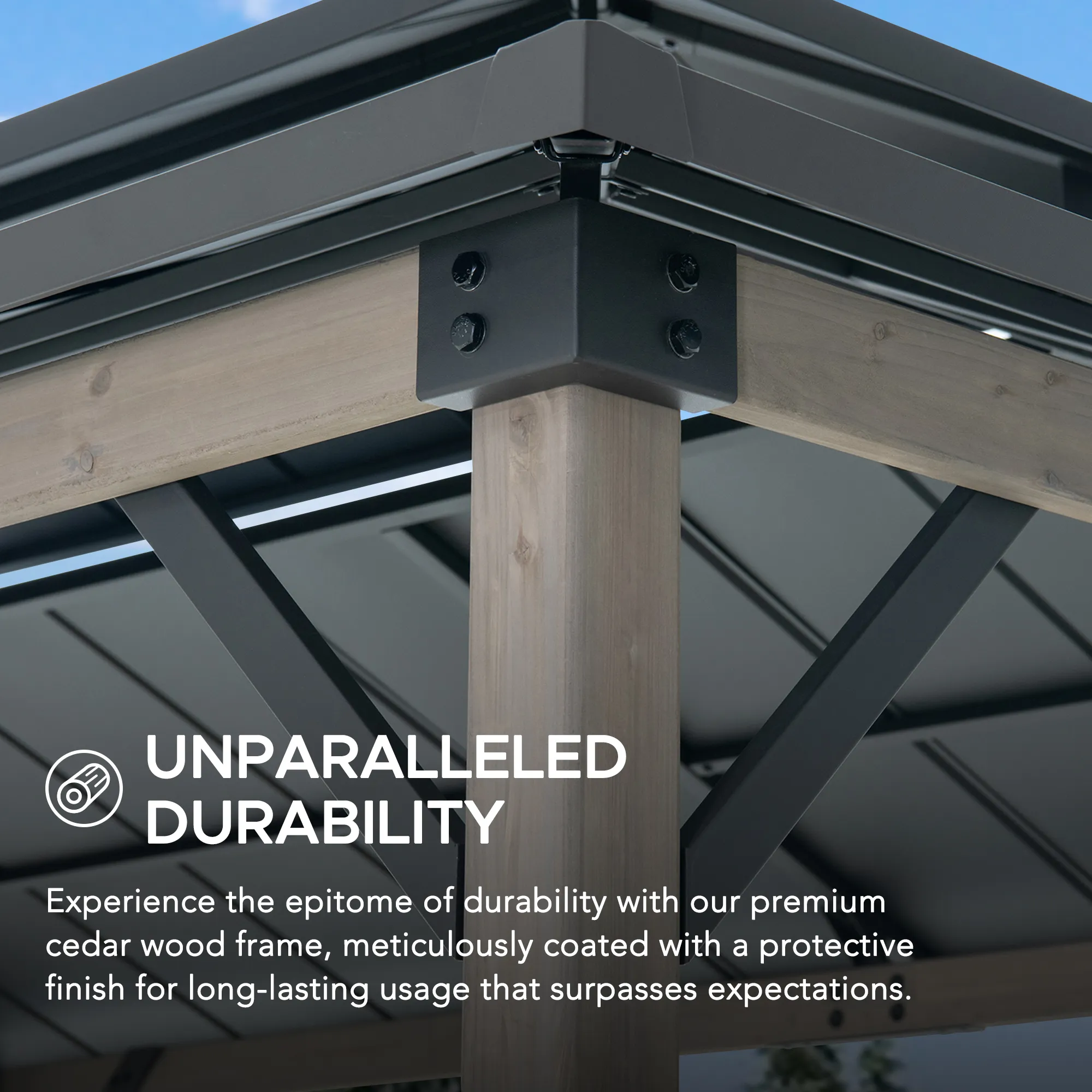 Wood Grill Gazebo with Electrical Outlets & Shelves - 360x240cm, Anthracite - Image 8