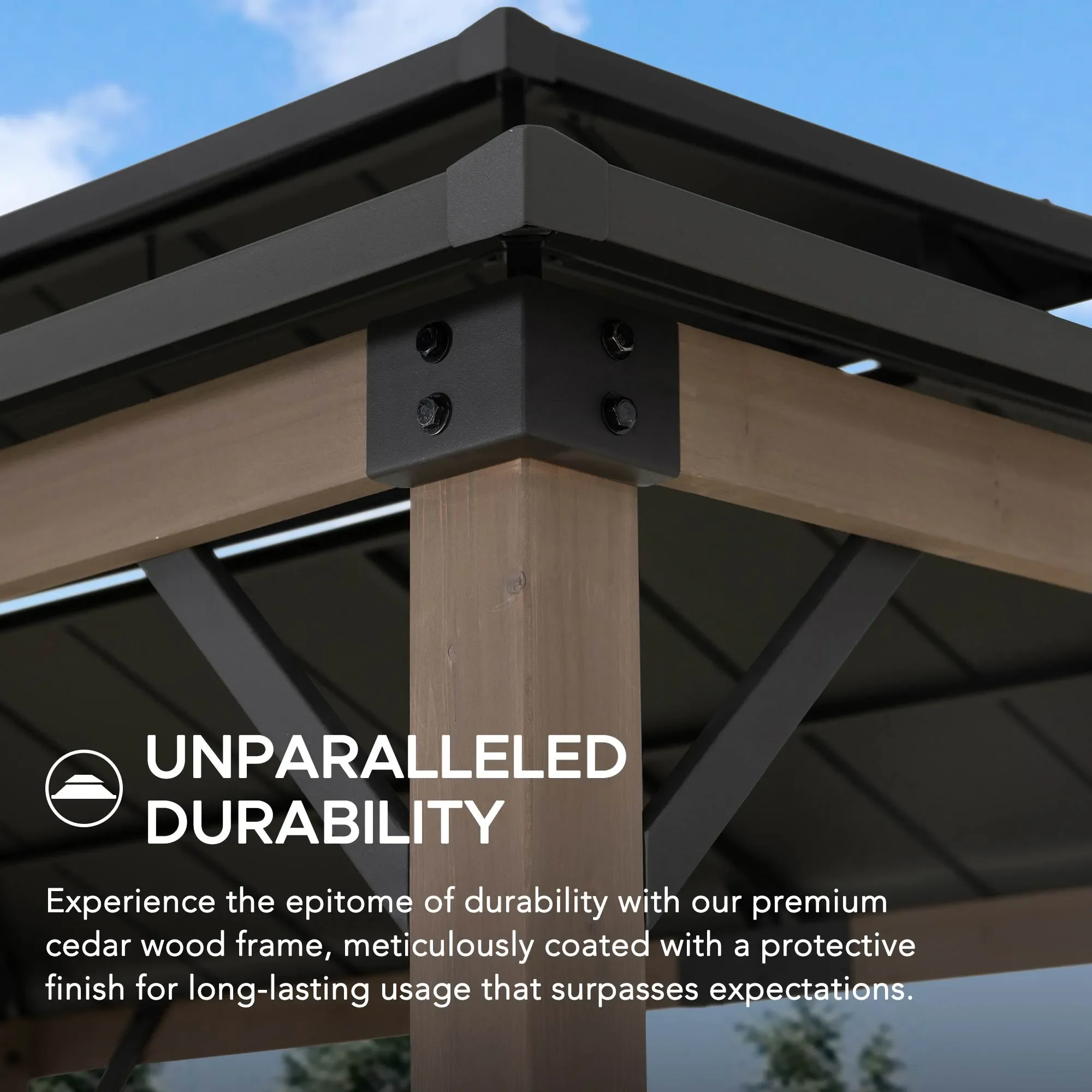 Wood Grill Gazebo with Electrical Outlets & Shelves - 360x240cm, Brown - Image 8